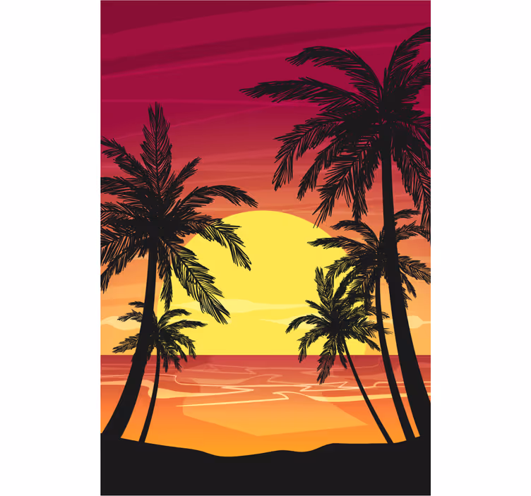 Store enrouleur arbre scène de coucher de soleil - TenStickers