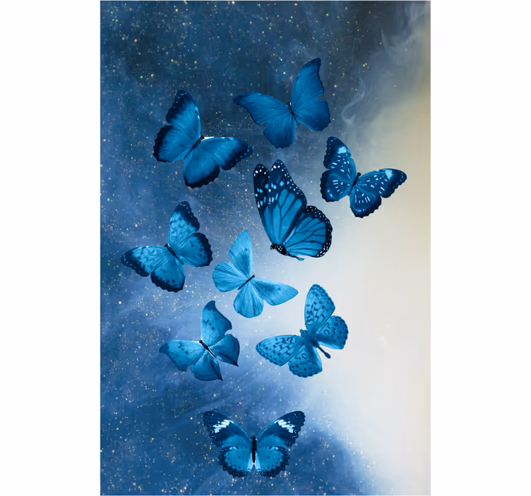 Store enrouleur papillons motif bleu volant - TenStickers