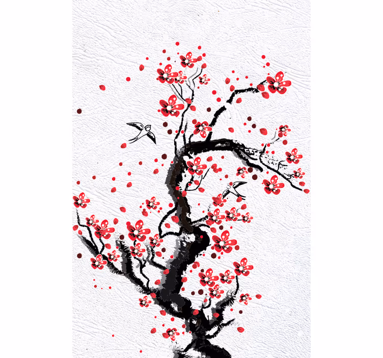 Store enrouleur fleurs et plantes tige de fleur de cerisier - TenStickers
