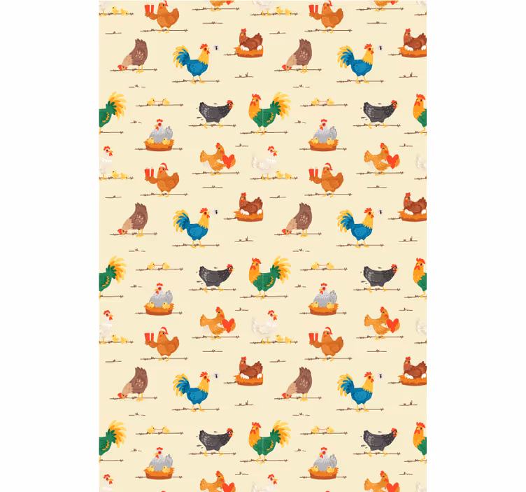 Store enrouleur animaux poules et coqs - TenStickers
