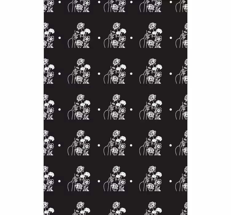 Store enrouleur fleur silhouette noire et blanche - TenStickers