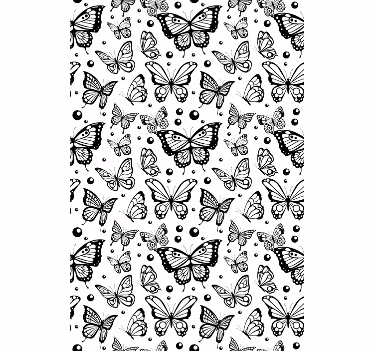 Store enrouleur papillons noir et blanc flottant - TenStickers