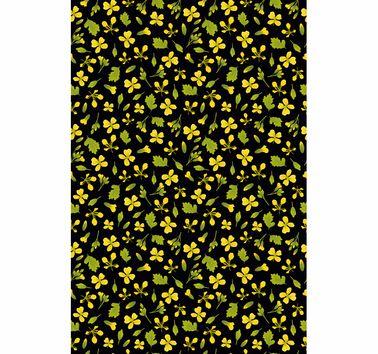 Store enrouleur fleurs et plantes motif jaune et noir - TenStickers