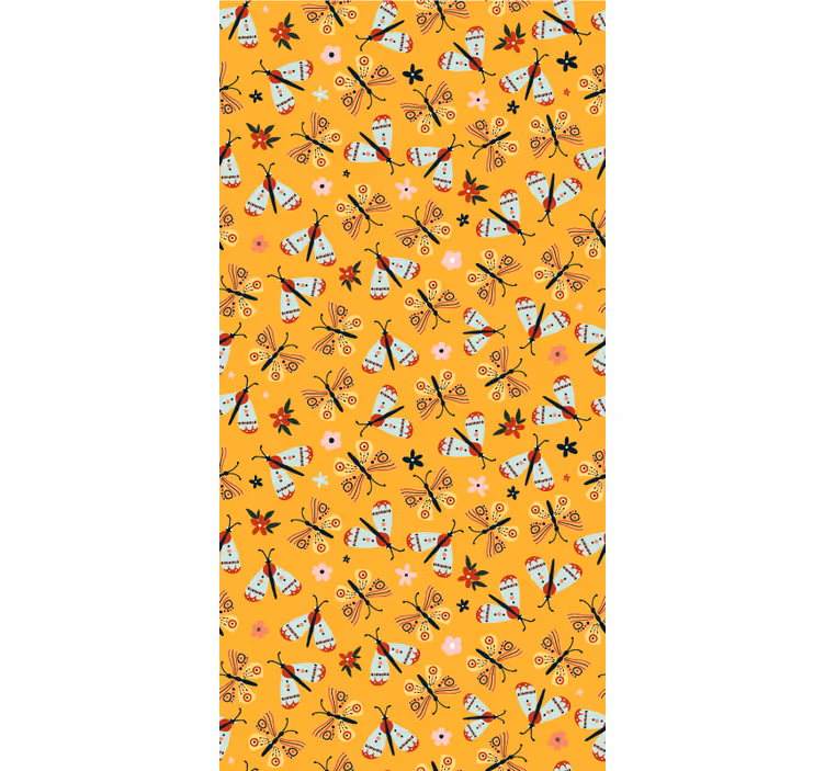Store enrouleur papillons conception traditionnelle jaune - TenStickers