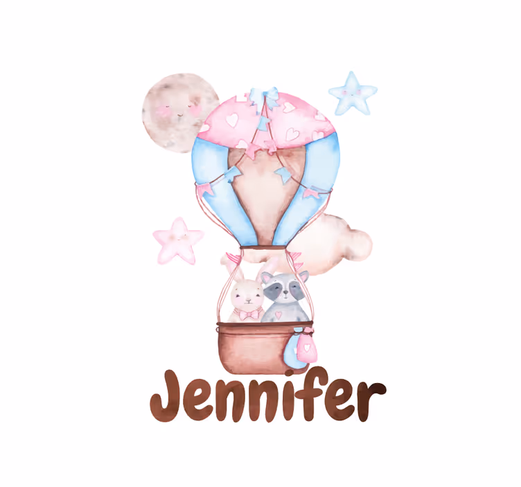 Store enrouleur chambre enfant montgolfière avec nom - TenStickers