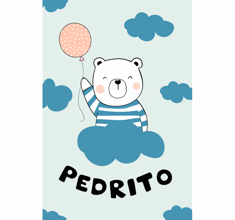 Store enrouleur chambre bébé ours avec ballon et nom - TenStickers