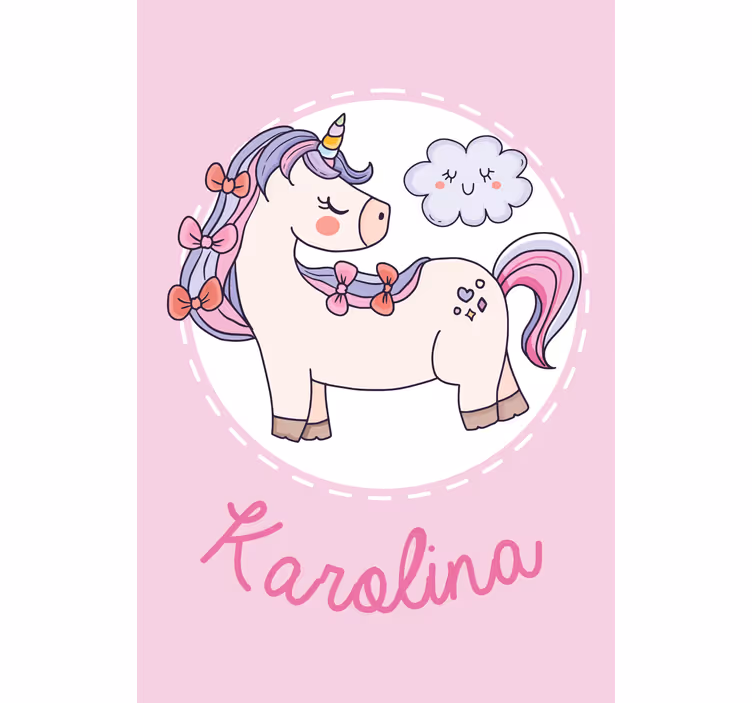 Stores personalisables Licorne rose avec nom - TenStickers