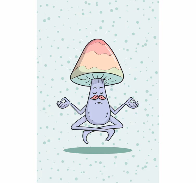 Store enrouleur amusant personnage de champignon méditant - TenStickers
