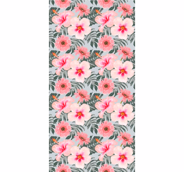 Store enrouleur salon hibiscus et fleurs - TenStickers