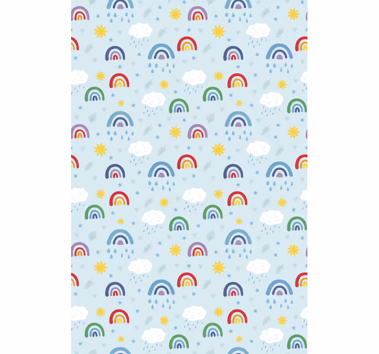 Store enrouleur chambre enfant arcs-en-ciel et nuages bleus - TenStickers