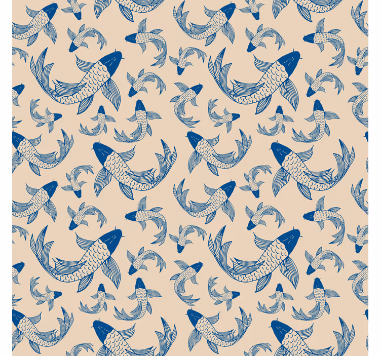 Stores salon Poisson koi beige et bleu - TenStickers