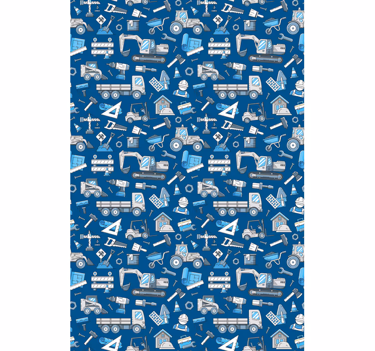 Store motif de construction sur un fond bleu - TenStickers