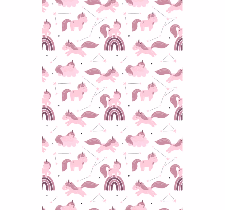 Store enrouleur chambre enfant licornes roses et arches - TenStickers
