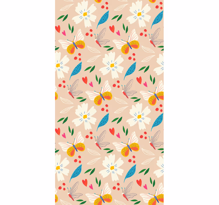 Store enrouleur papillons motif floral beige - TenStickers