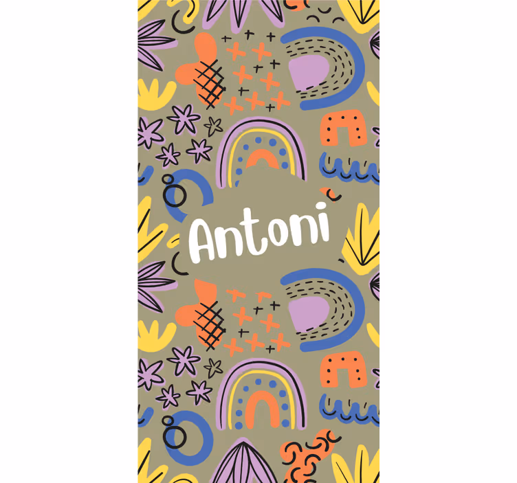 Store enrouleur chambre enfant arcs-en-ciel géométriques nom - TenStickers