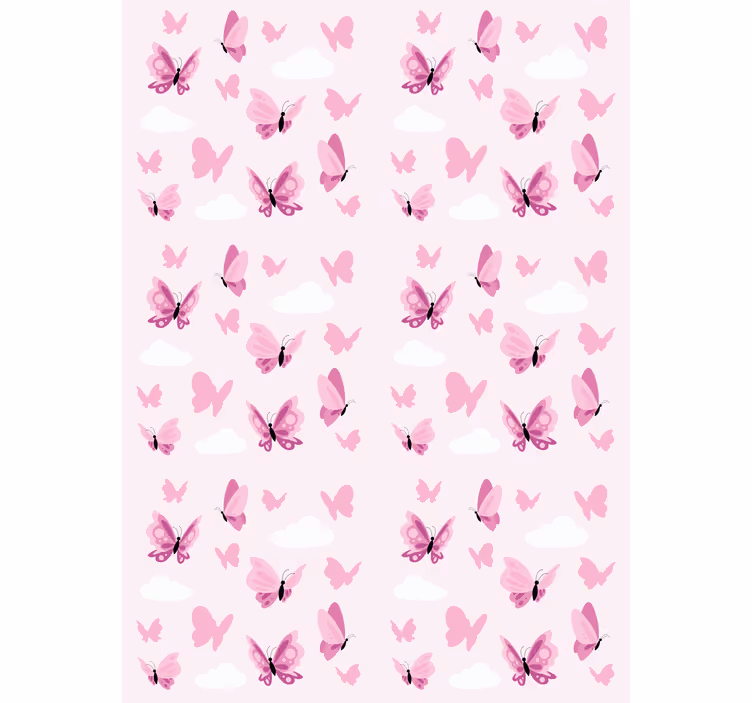 Store enrouleur papillons roses flottants et nuages - TenStickers