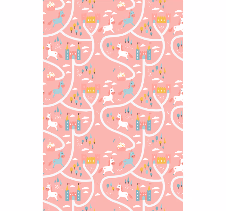 Store enrouleur chambre enfant châteaux et licornes - TenStickers