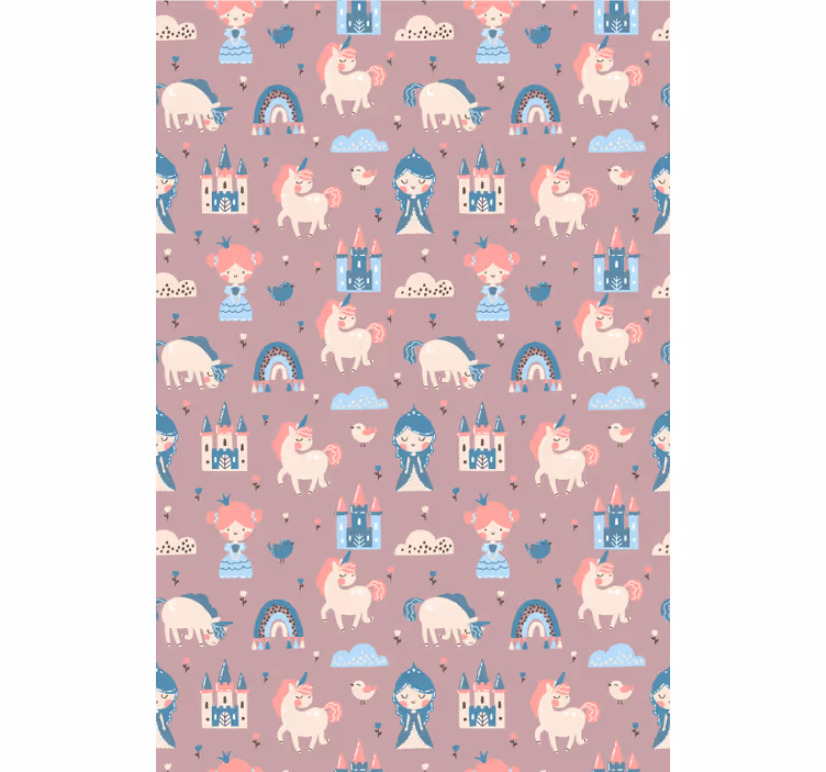 Store enrouleur chambre enfant licornes et châteaux - TenStickers