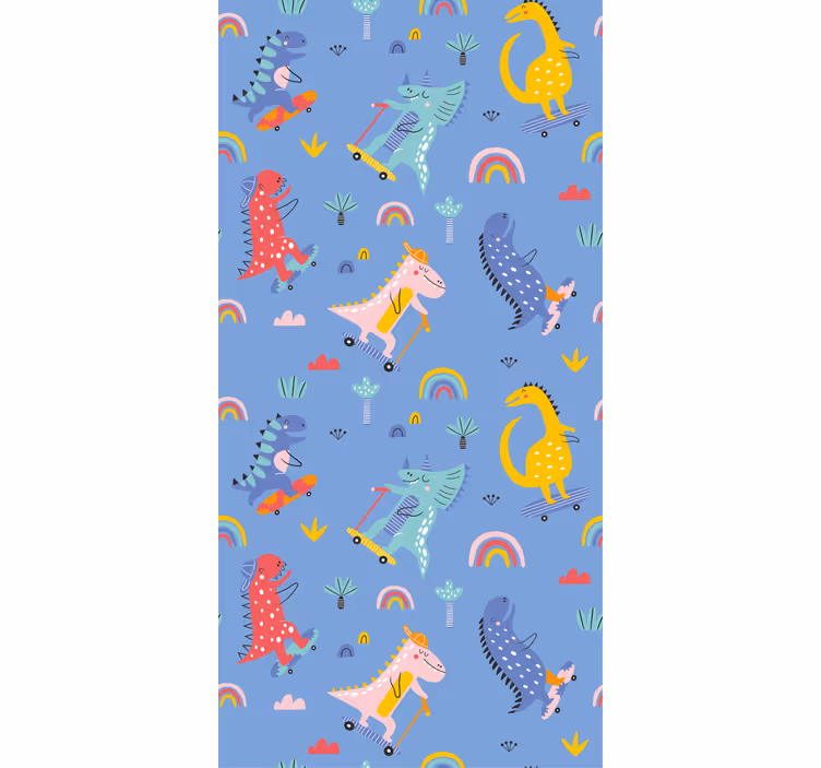 Store enrouleur dinosaure scène de skateboard - TenStickers