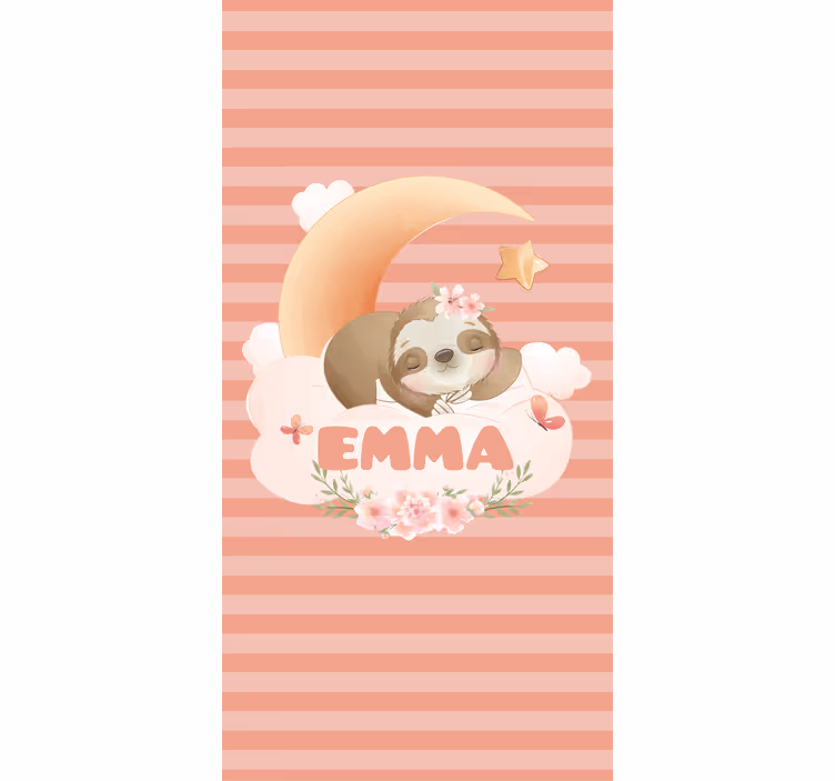 Store enrouleur chambre enfant nom avec paresseux et lune - TenStickers