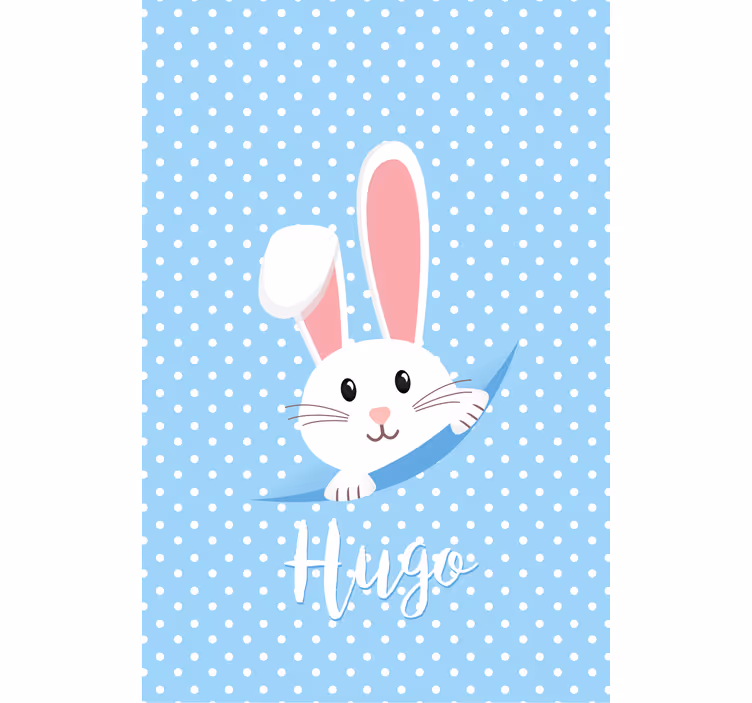 Store enrouleur chambre bébé lapin blanc avec nom - TenStickers