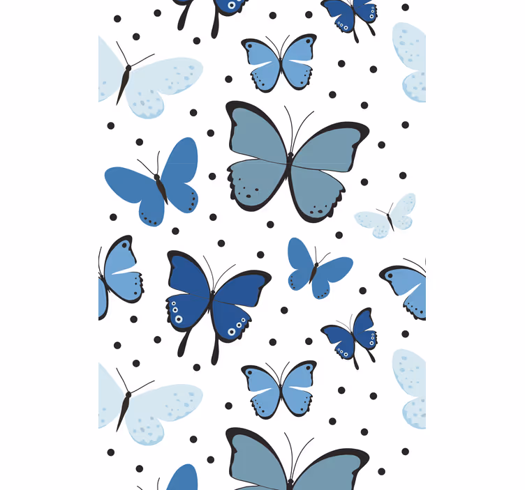Store enrouleur papillons bleu flottant et points - TenStickers
