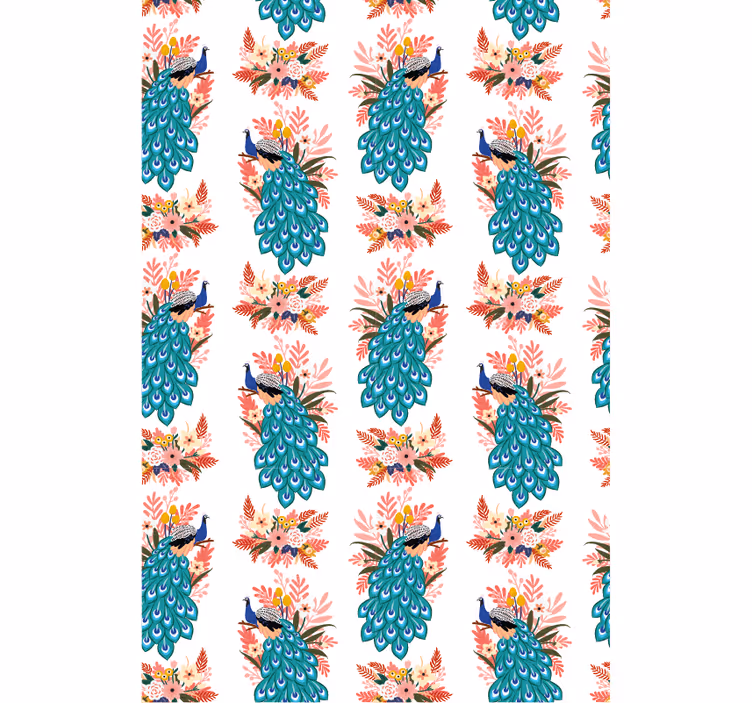 Store enrouleur fleurs et plantes paons parmi les fleurs - TenStickers
