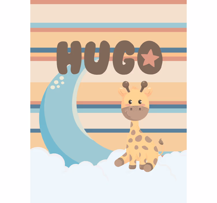 Store enrouleur chambre bébé girafe avec des nuages - TenStickers
