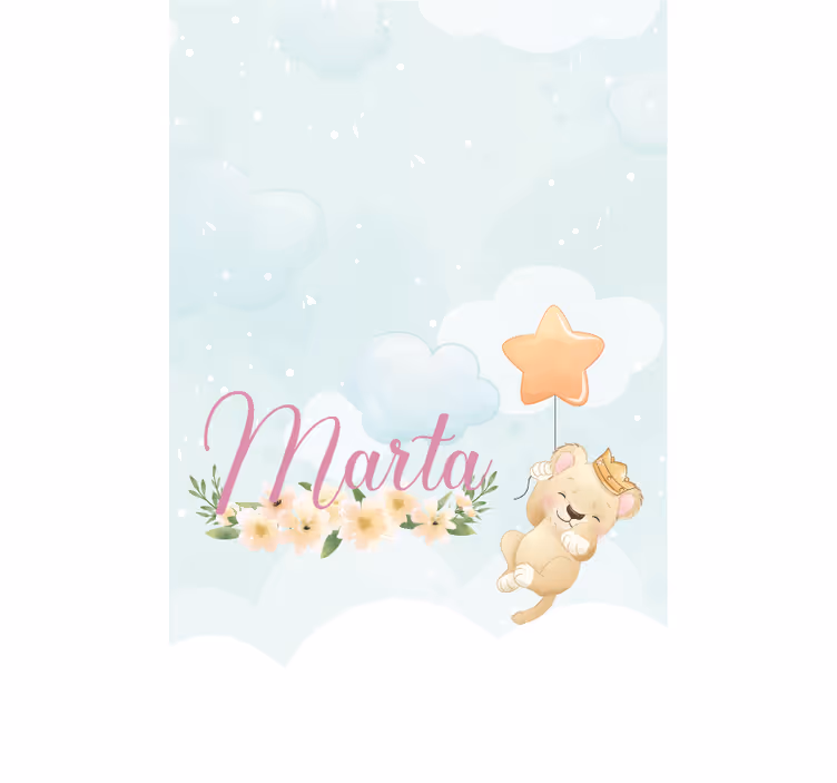 Store enrouleur chambre bébé lion avec étoile et nom - TenStickers