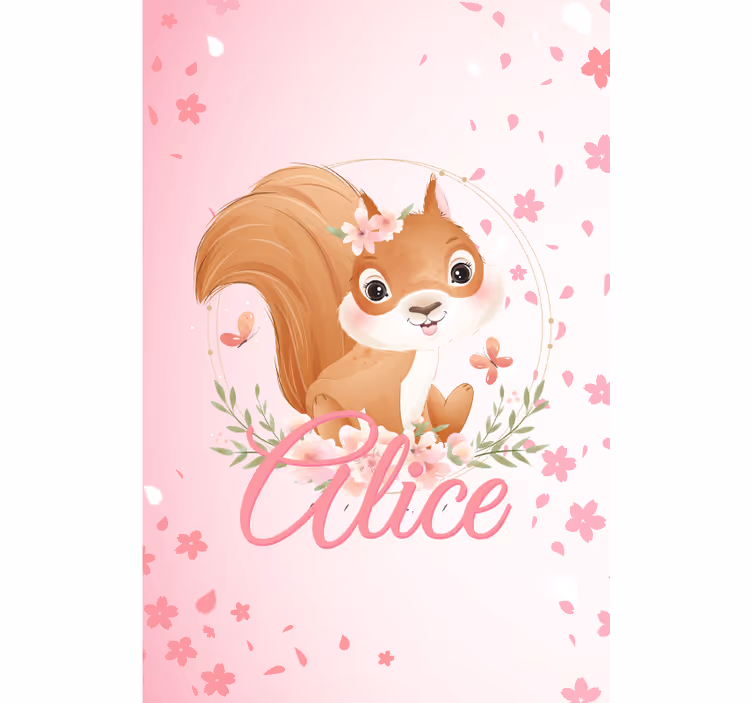 Store enrouleur chambre enfant écureuil avec nom - TenStickers