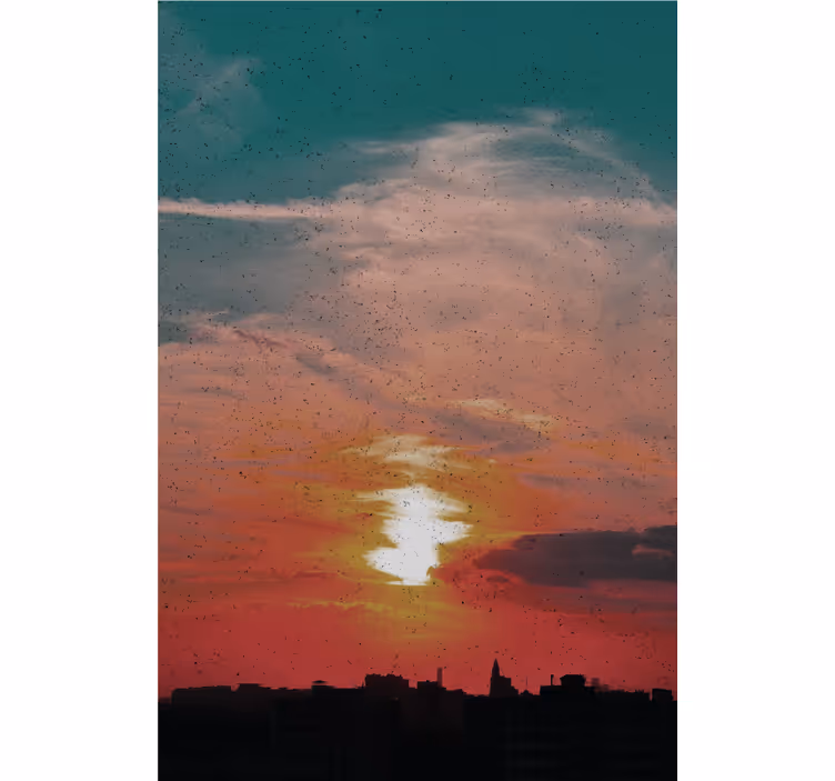 Store enrouleur nuage coucher de soleil sur la ville - TenStickers