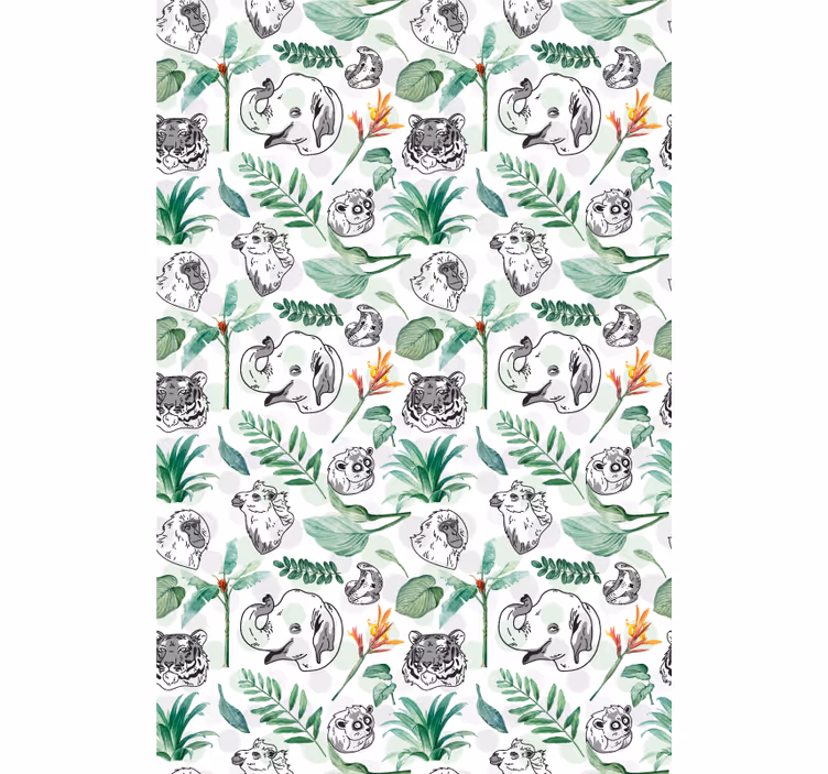 Store enrouleur chambre enfant animaux de la jungle verte - TenStickers