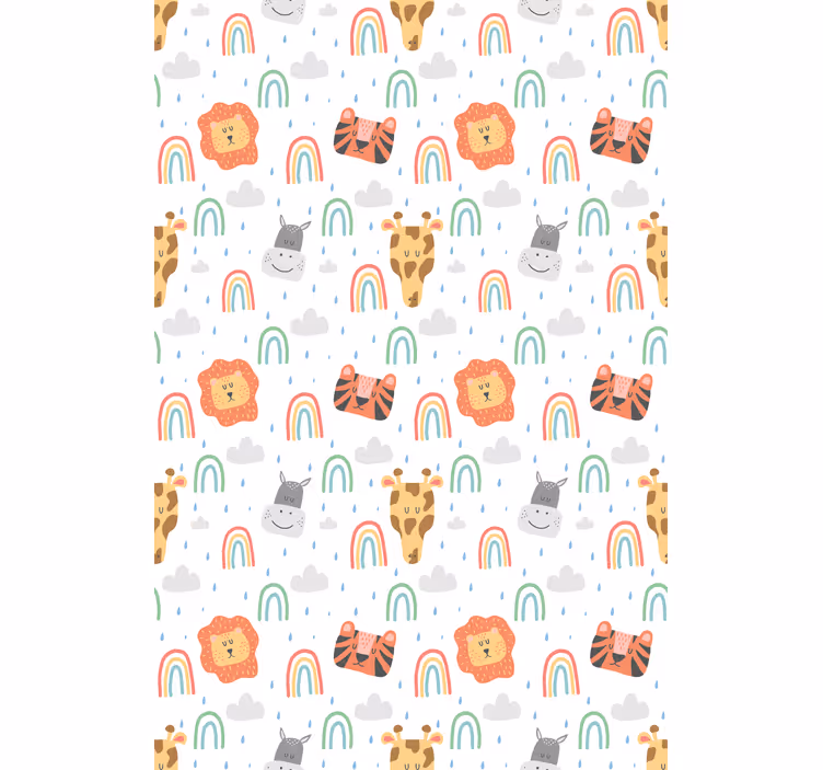 Store enrouleur scandinave animaux sauvages arc-en-ciel - TenStickers