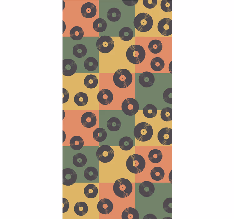 Store enrouleur vintage disques vinyles rétro - TenStickers