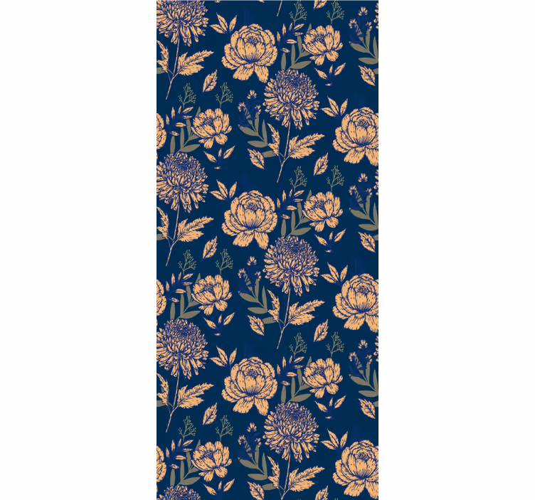 Store enrouleur fleur motif élégant bleu marine - TenStickers
