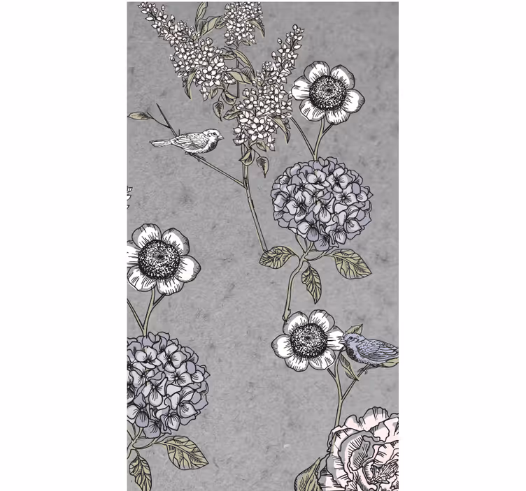 Store enrouleur fleur et plantes motif doux gris - TenStickers
