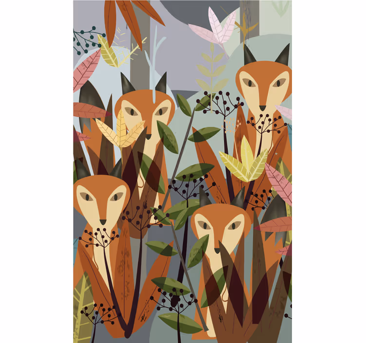 Store enrouleur animaux renards charmants dans feuillage - TenStickers