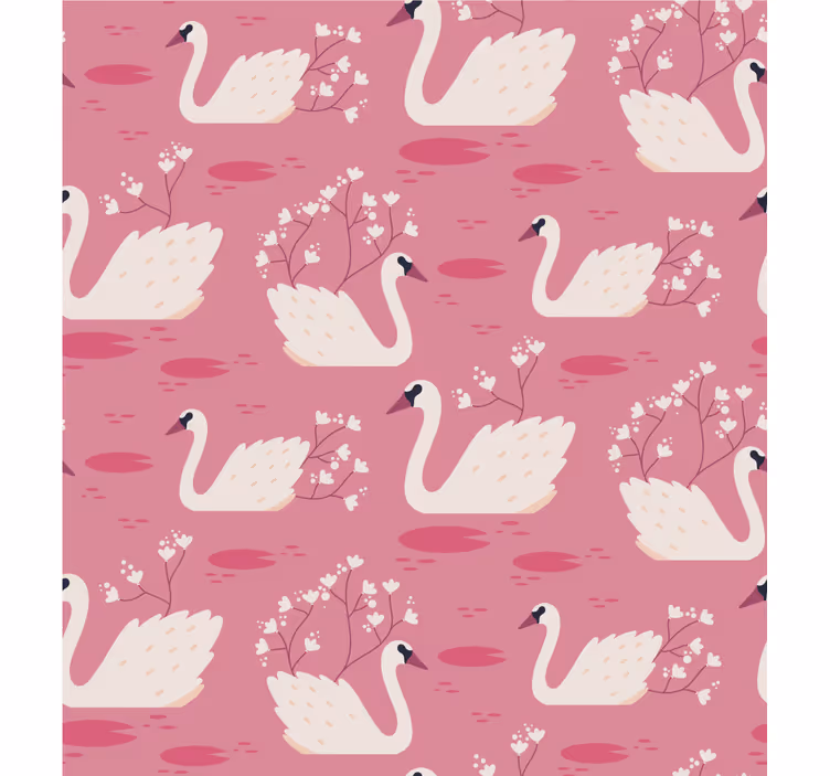 Store enrouleur fleurs et plantes cygnes élégants et fleurs - TenStickers