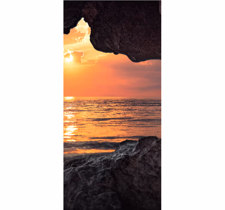 Store océan vu d'une grotte coucher de soleil - TenStickers