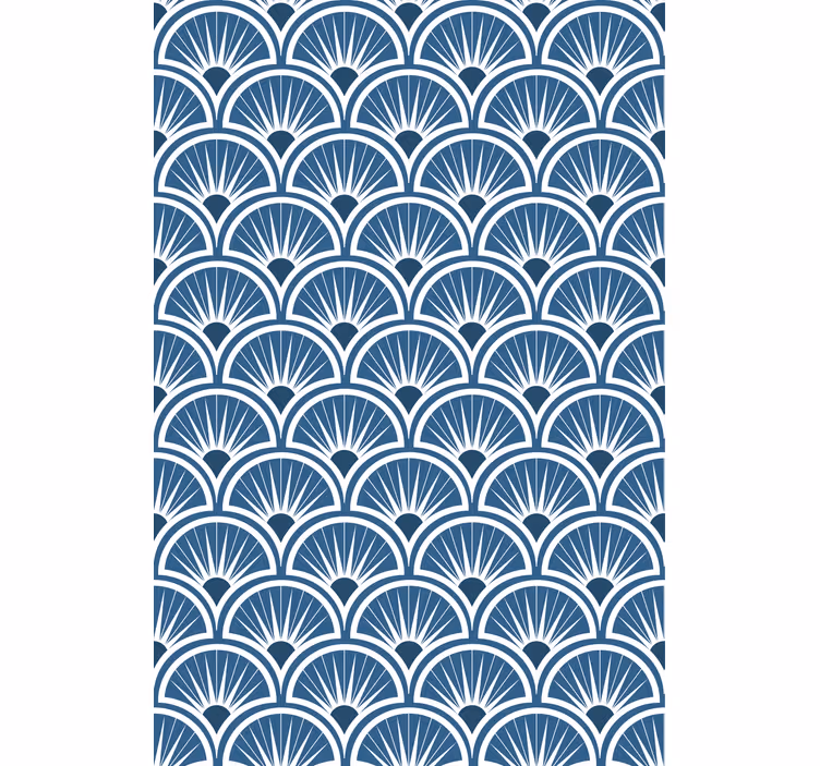 Stores modernes Art Déco motif bleu et blanc - TenStickers