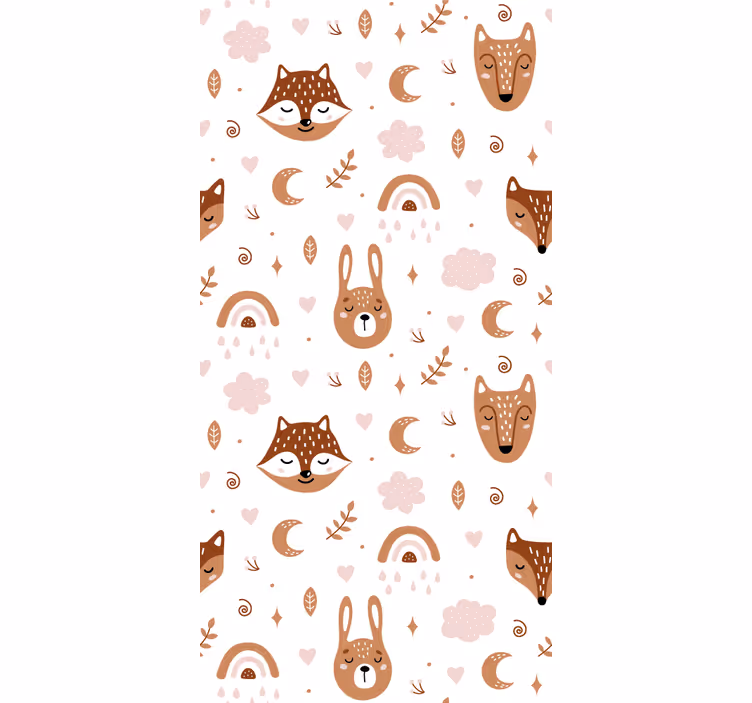 Store enfants animaux bruns et arcs-en-ciel - TenStickers