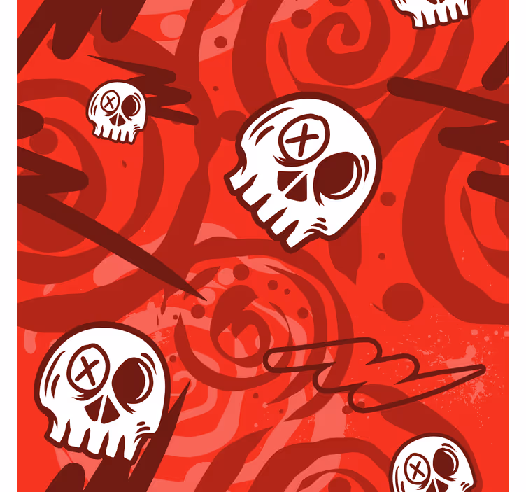 Store rouge chambre ado graffiti avec crânes - TenStickers