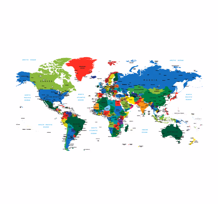 Store carte du monde cartographie politique - TenStickers
