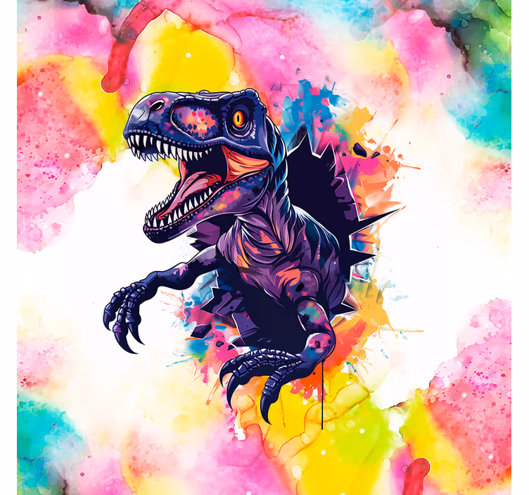 Store dinosaure vélociraptor aux couleurs saturées - TenStickers