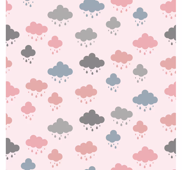 Store enrouleur nuage pluie rose et grise - TenStickers