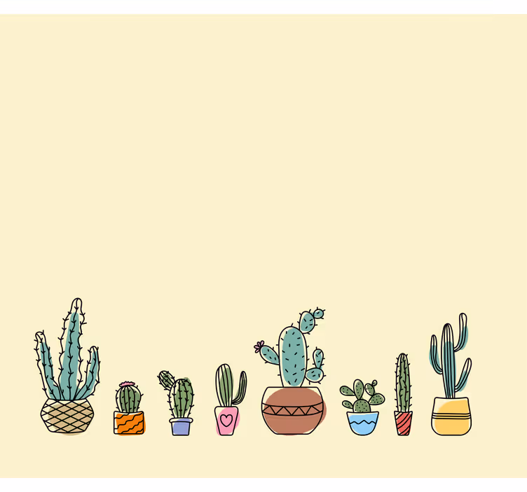 Store enrouleur cactus dessiné fond beige - TenStickers