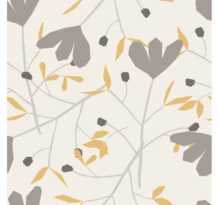 Store enrouleur scandinave fleurs grises et jaunes - TenStickers