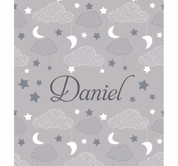 Store enrouleur personnalisé nuages étoilés gris - TenStickers