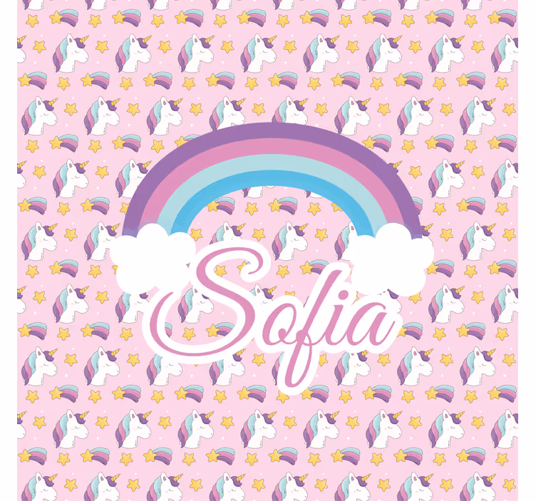 Store enrouleur licorne et arc-en-ciel rose personnalisé - TenStickers