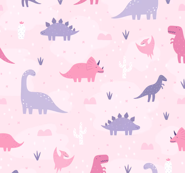 Store enrouleur dinosaure fond rose - TenStickers